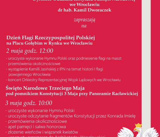 aktualność: Dzień Flagi Rzeczypospolitej Polskiej na Placu Gołębim w Rynku we Wrocławiu