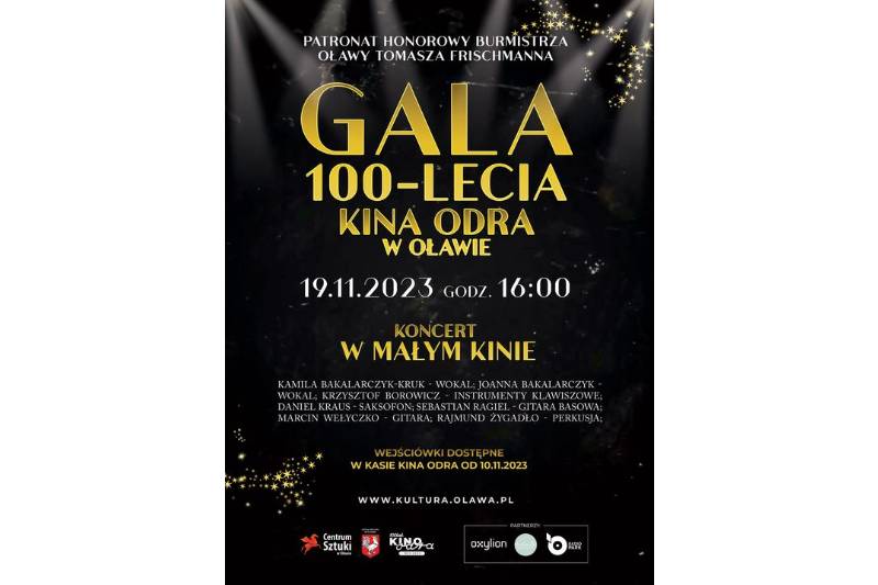 Wydarzenie: Gala 100-lecia Kina Odra w Oławie, Kiedy? 2023-11-19 16:00, Gdzie? 